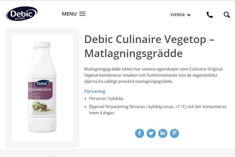 Debic Vegetop Culinaire hemsida