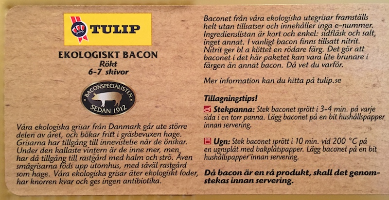 Tulip eko-bacon baksida Tulip eko-bacon baksida